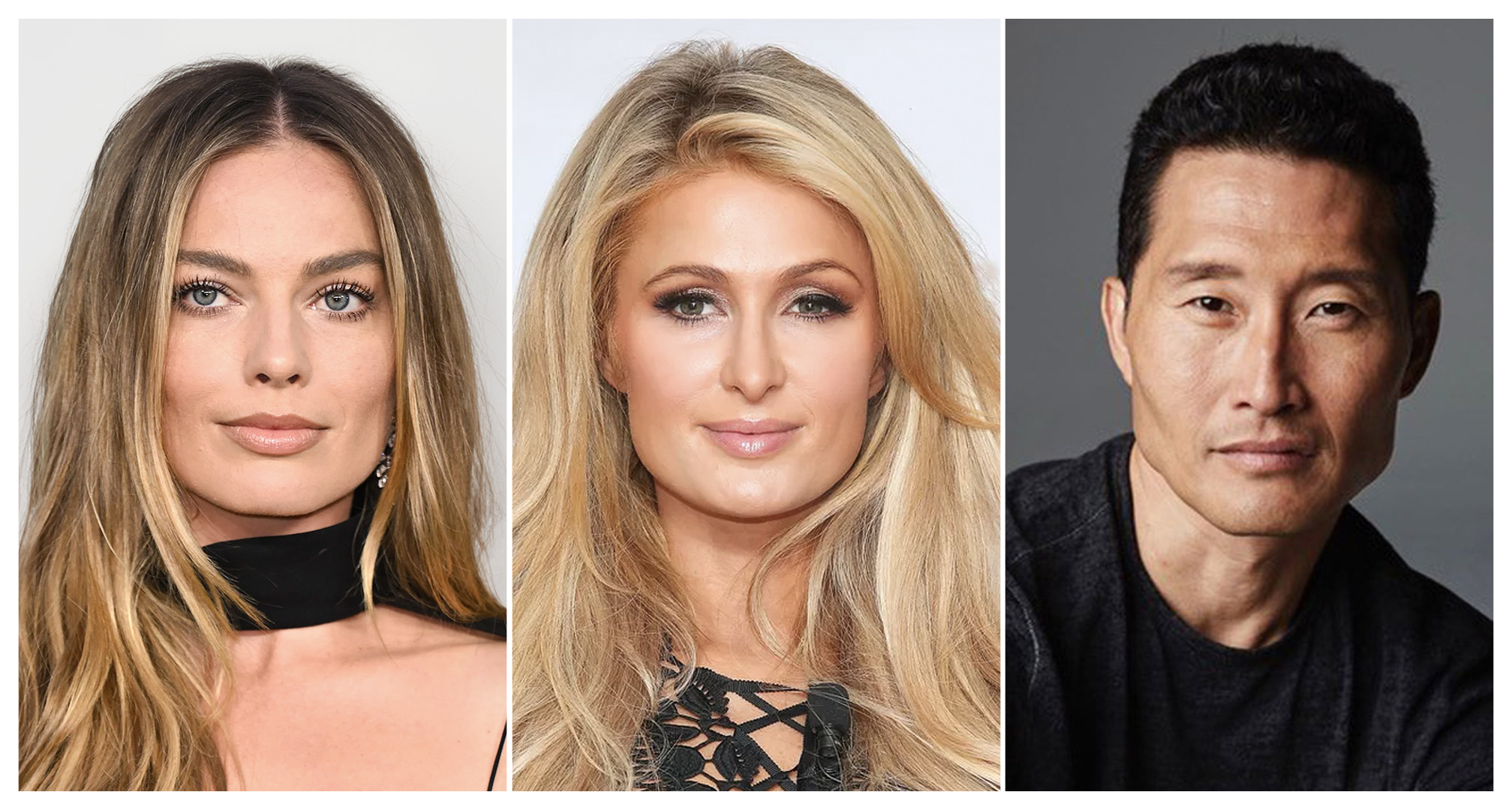 collage de margot robbie, paris hilton et daniel dae kim